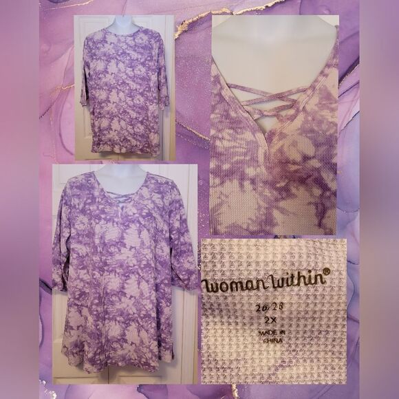 #383 Women Within Purple tye dye tunic,sze. 26/28W - Picture 4 of 9